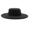 French Women's Hat Big Wide Brim 10CM Fedora Hat Winter Wool Derby Wedding Jazz Hats Flat Top Felt Hat