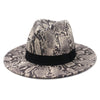 Fall Winter Men Women's New Snake Pattern Jazz Panama Wide Brim Fedora Hat for Ladies Gnetlemen Church Party Hat