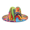 Fedora Wide Brim Print Tie Dye Men's and Women's Tweed Fashion Panama Hat Retro Gradient Jazz Hat Fedora Men