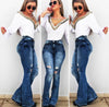 Hot Sale High Waist Flare Jeans For Women Fashion Skinny Lifting Butt Elastic Denim Long Pants S-2XL Global Drop Shipping