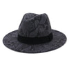 Fall Winter Men Women's New Snake Pattern Jazz Panama Wide Brim Fedora Hat for Ladies Gnetlemen Church Party Hat