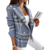 Pink Plaid Slim-Fit Long Sleeve Small Coat Suit Collar