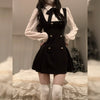 French Style Fancy Sling Dress Children's Autumn and Winter 2024 New Preppy Style Fake Two-Piece Suspender Long Skirt