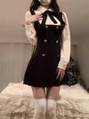 French Style Fancy Sling Dress Children's Autumn and Winter 2024 New Preppy Style Fake Two-Piece Suspender Long Skirt