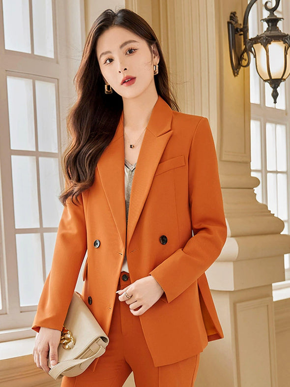 Coat Women's Orange Korean Fashion Spring and Autumn Suit Coat