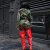 Women OL Work Long Sleeve Notched Neck Blazers Street INS Camouflage Print Belt Blazers Tops Street Outwear Coats