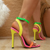 Liyke Mixed Colors Women Sexy  Stiletto Sandals Cozy Leather Pointed Toe Buckle Strap High Heels Summer Party Prom Shoes Size 42