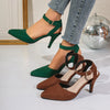 2024 New Shoes Women Buckle Sandals Pumps Fashion Trends Women Office Shoes Sexy High Heels Stiletto Heels Suede Women Sandals