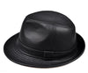 New 2023 Man High Quality Genuine Leather Formal Hat Jazz Gentleman Cow Skin Short Brim Black/Brown Top Hat Male Shows Perform