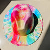 Fedora Wide Brim Print Tie Dye Men's and Women's Tweed Fashion Panama Hat Retro Gradient Jazz Hat Fedora Men