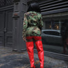 Women OL Work Long Sleeve Notched Neck Blazers Street INS Camouflage Print Belt Blazers Tops Street Outwear Coats