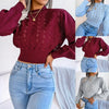 Autumn Winter Sexy Women's Sweater Fashion Knitted Long Sleeve Hollow Crop Top Casual Slim Sweaters Elegant Red Pullover 2023