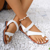 New Round Toe Flat Bottom Lightweight Comfortable Casual Beach Sandals Solid Color Simple Versatile Women's Shoes Zapatos Mujer