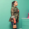 FAGADOER Casual Camouflage Printing Pocket Cargo Jackets Women Turndown Collar Button Long Sleeve Coats Fashion Matching Tops
