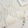Crop Tops Retro Wild Hollow Perspective Tassel Sexy Spaghetti Strap Tanke Top Women Built In Bra New Back Lace Halter Neck