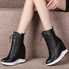 Plus Size Shoes Women Cow Leather Wedges High Heel Platform Pumps Female High Top Fashion Sneakers Casual Shoes Big Size Shoes