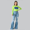 2023 Spring New High Waist Ripped Flared Jeans For Women Fashion Stretch Slim Denim Pants Casual Female Clothing S-3XL Drop Ship