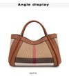 2024 New Retro Checkered Women's Handbag Fashionable and Advanced Large Capacity Canvas with Cowhide Mother and Child Bag