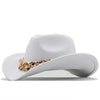 Luxury Men Women Western Cowboy Hat With gold chain Wide Brim Hat Pop Jazz Hat Winter Wool Hat Size 56-58CM