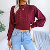 Autumn Winter Sexy Women's Sweater Fashion Knitted Long Sleeve Hollow Crop Top Casual Slim Sweaters Elegant Red Pullover 2023