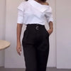 Women Trendy Stand Collar Side Button Elegant Shirt Spring Summer Leisure Versatile Sexy Off Shoulder Long Sleeve White Blouses