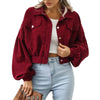 Winter Lantern Sleeve Jackets for Women Bomber Jacket Autumn Corduroy Vintage Outwear 2024 Fashion Coat