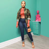 FAGADOER Casual Camouflage Printing Pocket Cargo Jackets Women Turndown Collar Button Long Sleeve Coats Fashion Matching Tops