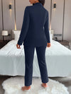 Sexy Women's Solid Color Suit Collar Double Breasted Casual Suit Set