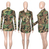 FAGADOER Casual Camouflage Printing Pocket Cargo Jackets Women Turndown Collar Button Long Sleeve Coats Fashion Matching Tops