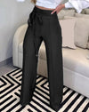 Women Tied Detail Straight Leg Work Elegant Pants