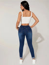 2023 Autumn and Winter Women's High Stretch Elastic Waist Drawstring Jeans Fashion Skinny Slim Ankle-Length Denim Pencil Pants