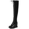 Pumps Plus Size Shoes Women Lace Up Cow Leather Wedges High Heel Over The Knee Boots Female Thigh High Sneakers Big Size Shoes