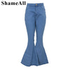 Plus Size Wide Lge Super Stretchy Flare Jeans Mom 4XL Fall Spring Sexy High Waisted Matching Slim Fit Skinny Denim Bell Bottoms