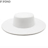 French Women's Hat Big Wide Brim 10CM Fedora Hat Winter Wool Derby Wedding Jazz Hats Flat Top Felt Hat