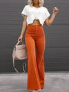 2022 Corduroy Trousers All Season Women Solid Button Fly Pocket Loungewear Slim Fit Ladies Flare Pants Streetwear Dropshipping