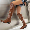 2023 Hot Sale Women's Vintage Embroidery Cowgirls Western Boots Shoes Plus Size Retro Concert Cowboy Over The Knee High Boot
