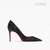 HLTINO Women Sequins Pumps Red Bottom Black Evening Party Shoes Silver Wedding Dress High Heels Summer Spring Autumn Stilettos