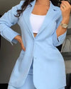 Women's Urban Suits 2024 Spring/Summer Latest Elegant Notched Collar Blazer Long sleeved Coat&Pocket Design Button Pants Set