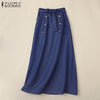 ZANZEA 2024 Fashion Women Denim Skirt Casual Bodycon Maxi Long Skirts Autumn High Waist Faldas Saia Elegant Party Overskirt Jupe