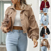 Winter Lantern Sleeve Jackets for Women Bomber Jacket Autumn Corduroy Vintage Outwear 2024 Fashion Coat