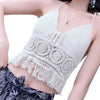 Crop Tops Retro Wild Hollow Perspective Tassel Sexy Spaghetti Strap Tanke Top Women Built In Bra New Back Lace Halter Neck