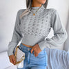 Autumn Winter Sexy Women's Sweater Fashion Knitted Long Sleeve Hollow Crop Top Casual Slim Sweaters Elegant Red Pullover 2023