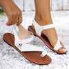 New Round Toe Flat Bottom Lightweight Comfortable Casual Beach Sandals Solid Color Simple Versatile Women's Shoes Zapatos Mujer