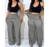 Elegant Women's Pants 2024 Summer Streetwear Plaid Print Casual High Waist Wide Leg Daily Long Trousers Without Top for Female