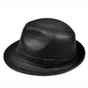 New 2023 Man High Quality Genuine Leather Formal Hat Jazz Gentleman Cow Skin Short Brim Black/Brown Top Hat Male Shows Perform