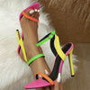 Liyke Mixed Colors Women Sexy  Stiletto Sandals Cozy Leather Pointed Toe Buckle Strap High Heels Summer Party Prom Shoes Size 42