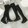 Pumps Plus Size Shoes Women Lace Up Cow Leather Wedges High Heel Over The Knee Boots Female Thigh High Sneakers Big Size Shoes