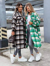 Women Autumn Jacket Fashion Long Plaid Shirt Coats Winter Cardigan Flannel Shirt Jacket Loose Oversized Checkered Shirt Chaqueta