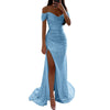 Sequin Pleated V-neck Maxi Dress Off-shoulder Gown Dress Elegant Evening Party Prom Dress with Off Shoulder Slim Sexy for Women