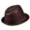 New 2023 Man High Quality Genuine Leather Formal Hat Jazz Gentleman Cow Skin Short Brim Black/Brown Top Hat Male Shows Perform